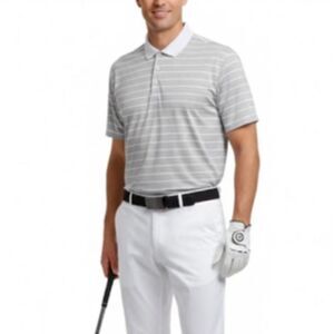 Nike Golf Men's White Black Pintripe SS Dry-Fit Golf Polo Shirt Size XL